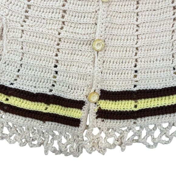 Vintage 1970s Boho Hand Knit Crochet Shawl Cape Hippie Grandma Core - Picture 4 of 16